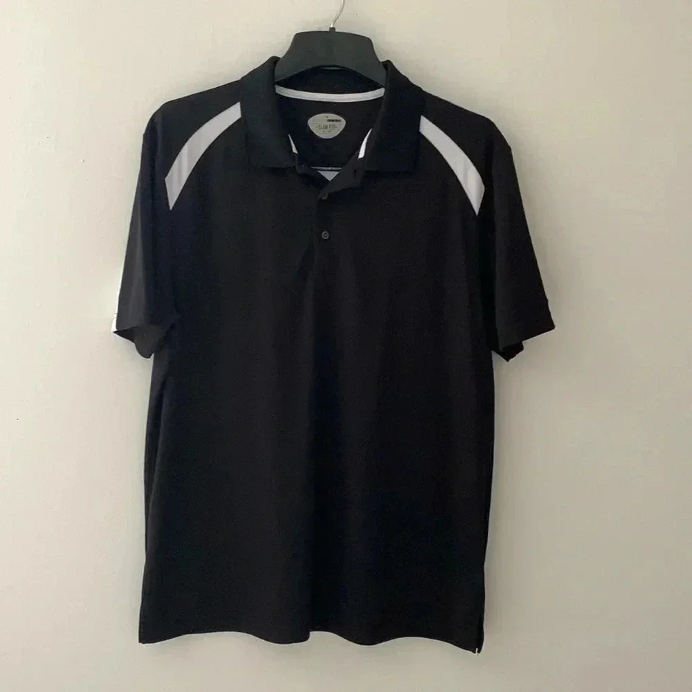 Grand Slam Slim Fit‎ Golf Polo Men’s Size XL Black White Blue Short Sleeve